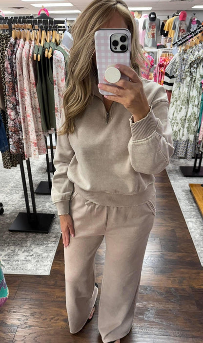 Mineral Wash Full Length Lounge Pant Ash Mocha