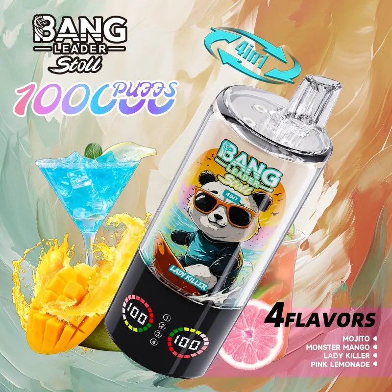 Bang Leader Stoll 100K 100000 Puffs 4 in 1 Flavors & Quad Mesh Coil LED Display Disposable Vape