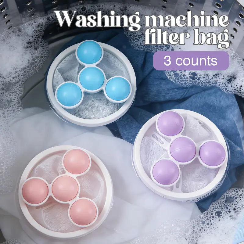 🔥 BUY 3 & SAVE 30%! 🧺🧦 3-Pack Washing Machine Filter Bags ✨ Reusable Lint & Hair Catcher for Cleaner Laundry