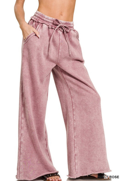 Mineral Wash Full Length Lounge Pant Rose