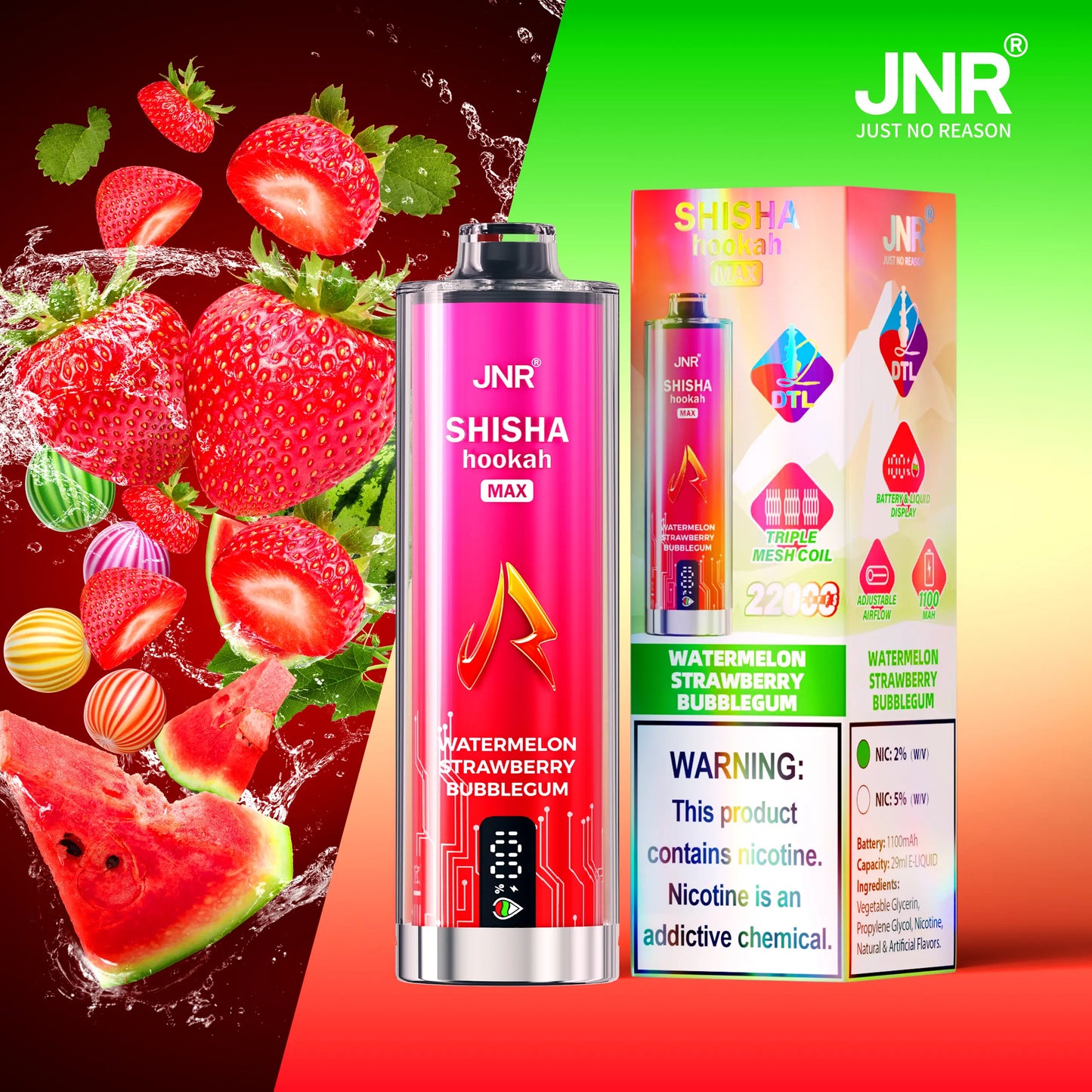 JNR Shisha Max 22000 22K Puffs Original Hookah Edition Disposable Vape Pen
