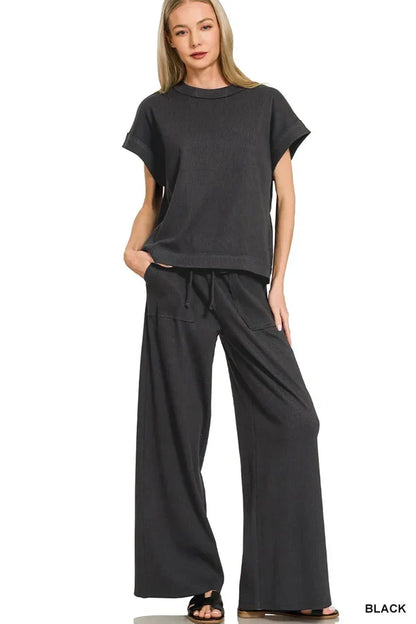 Cotton Slub 2PC Set Black