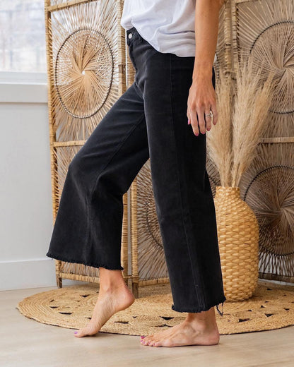 Wide Leg Crop Jean Black