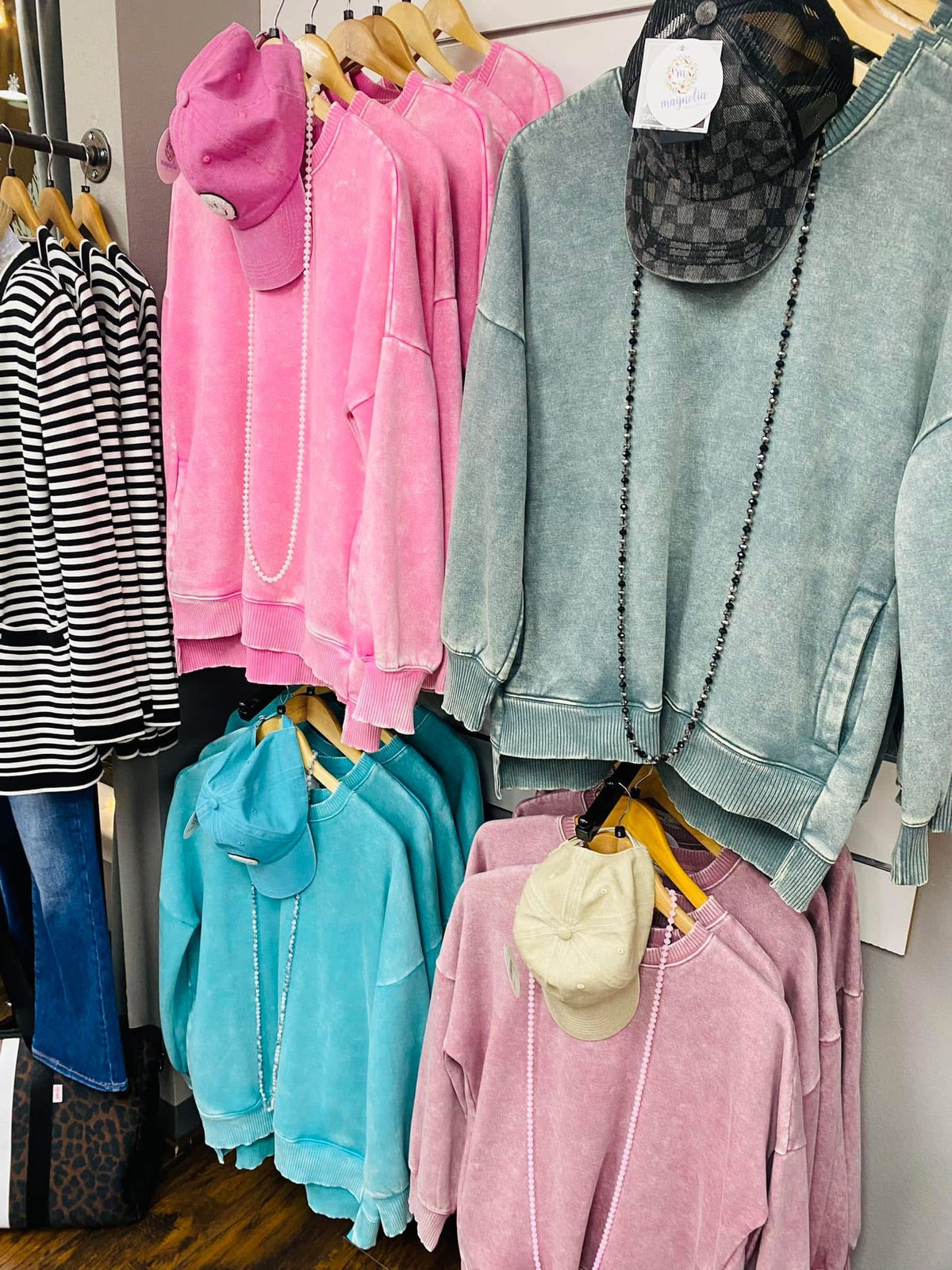 Acid Wash Fleece Sweatshirt Hot Pink