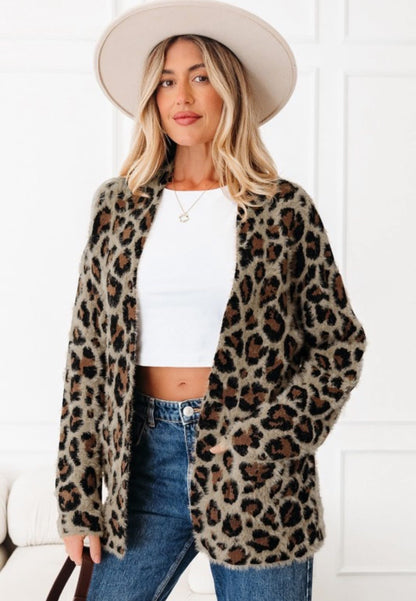 Cristina Leopard Open Front Cardigan