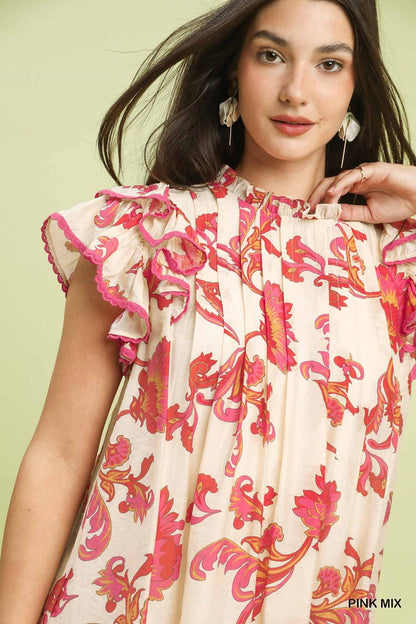 UMGEE Pink Mix Ruffle Sleeve Dress