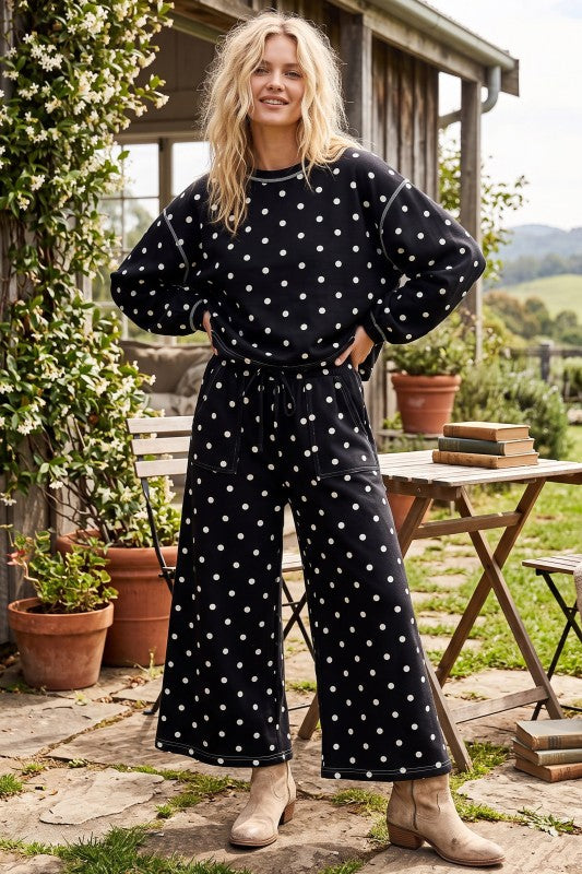 Polka Dot Scuba 2PC Lounge SET Black