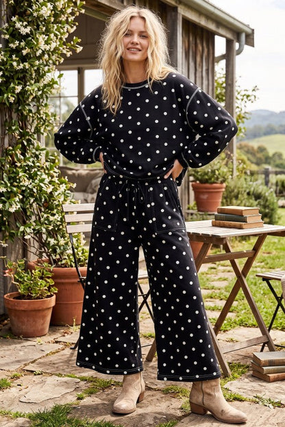 Polka Dot Scuba 2PC Lounge SET Black
