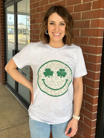 Retro Smiley Shamrock Vintage Graphic Tee