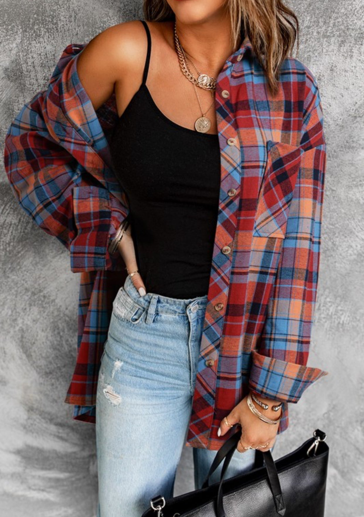Boston Red Plaid Flannel Button Down
