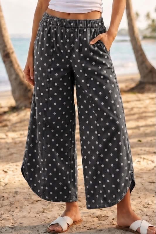 Tulip Hem Polka Dot Pant Black