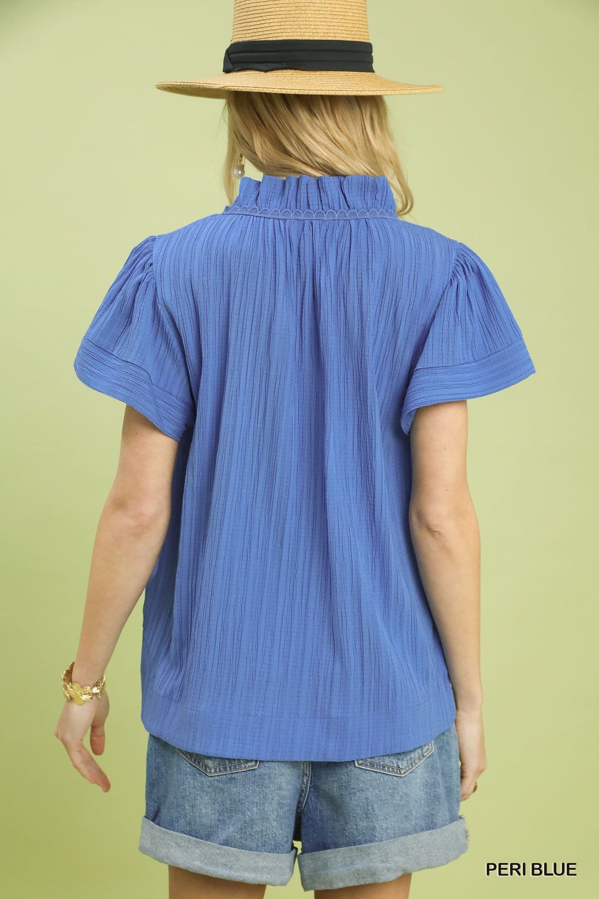 UMGEE Flutter Sleeve Top Blue