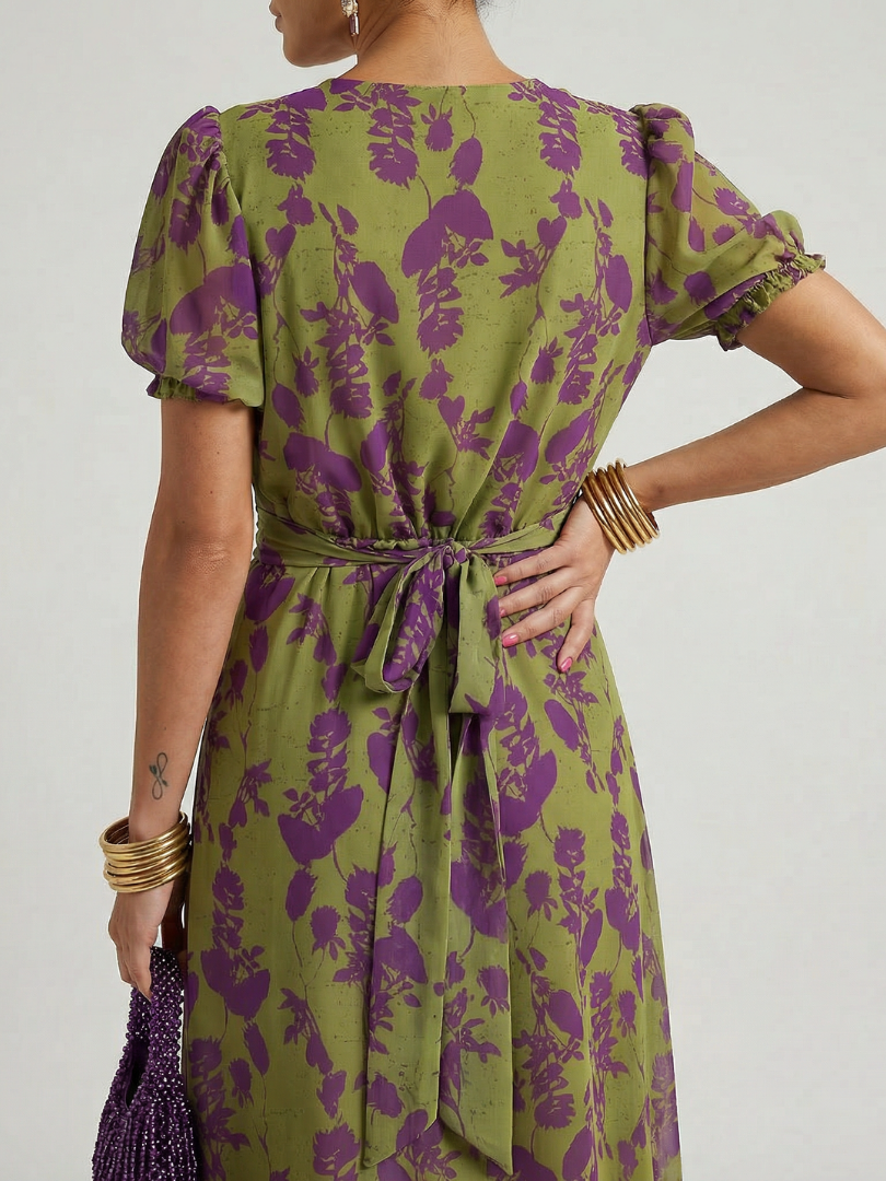 Odetta - Soft-Touch Floral Wrap Midi Dress