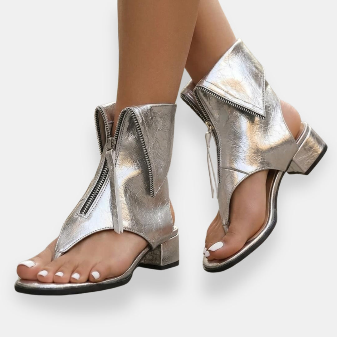 Gracelyn - Luminous Zip-Front Sandals