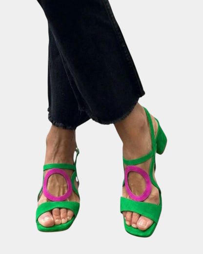 Florette - Cutout Strap Block Heel Sandals
