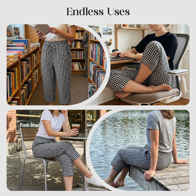 🔥 50% OFF TODAY! 👖 Women's Summer Plaid Capri Pants ✨ Lightweight, Breathable & Effortlessly Stylish