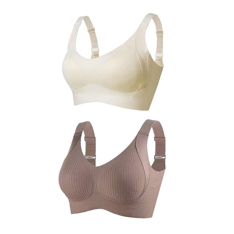 🌷 50% OFF – LIMITED TIME! 💕Subtle Striped Seamless Bra with W-Support ✨ Wire-Free Lift & Unmatched Comfort