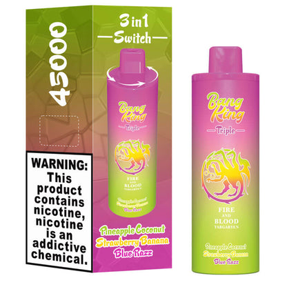 Bang King Triple 45000 45K Puffs Vape 3 in 1 Flavors Newest Original Rechargeable Disposable Vape