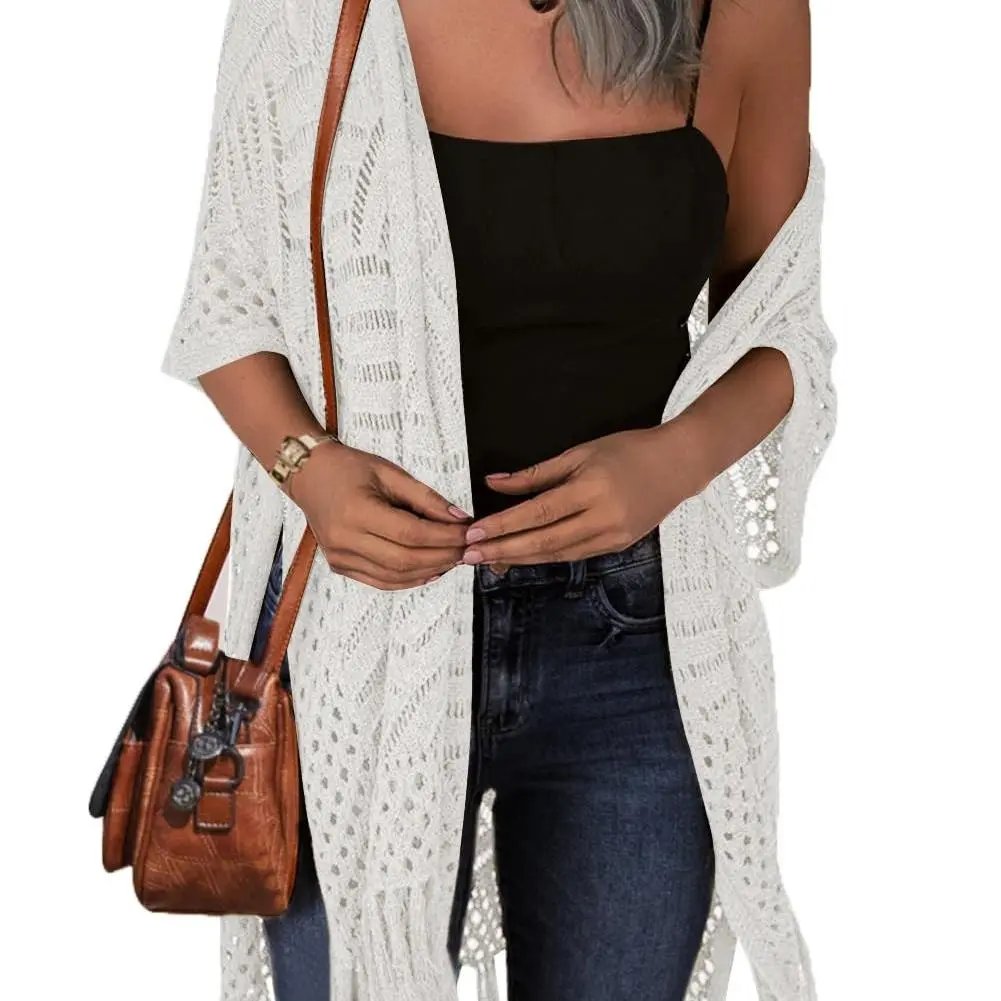🥳2026 HOT SALE🥳💞50K+ SOLD!🌸☀️ 50% OFF! Oversized Knit Cardigan – Lightweight crochet tassel kimono for spring & summer. Breathable viscose‑nylon blend – no itch, no cling – layer over anything! 🧶✨