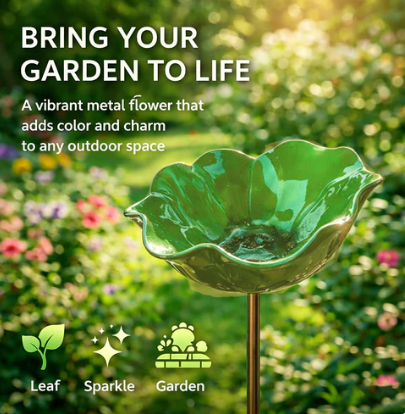 🌺Handmade Metal Flower Garden Stake🐦