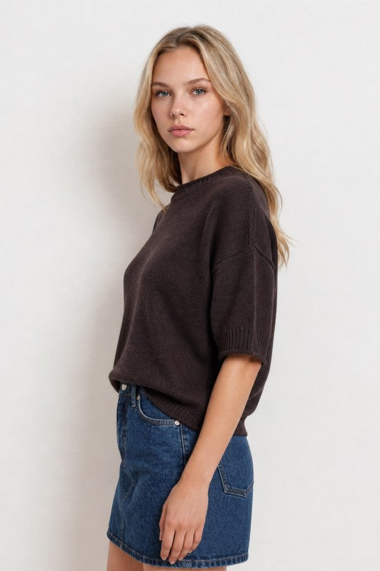Cameron Knit Pullover Chocolate
