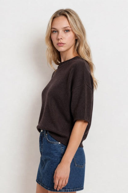 Cameron Knit Pullover Chocolate