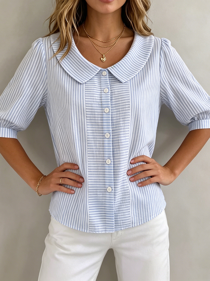 Xandria - Striped Button Blouse