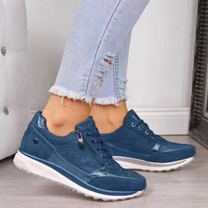 Raina - Lace Up Sneakers With Side Zip Casual Fit