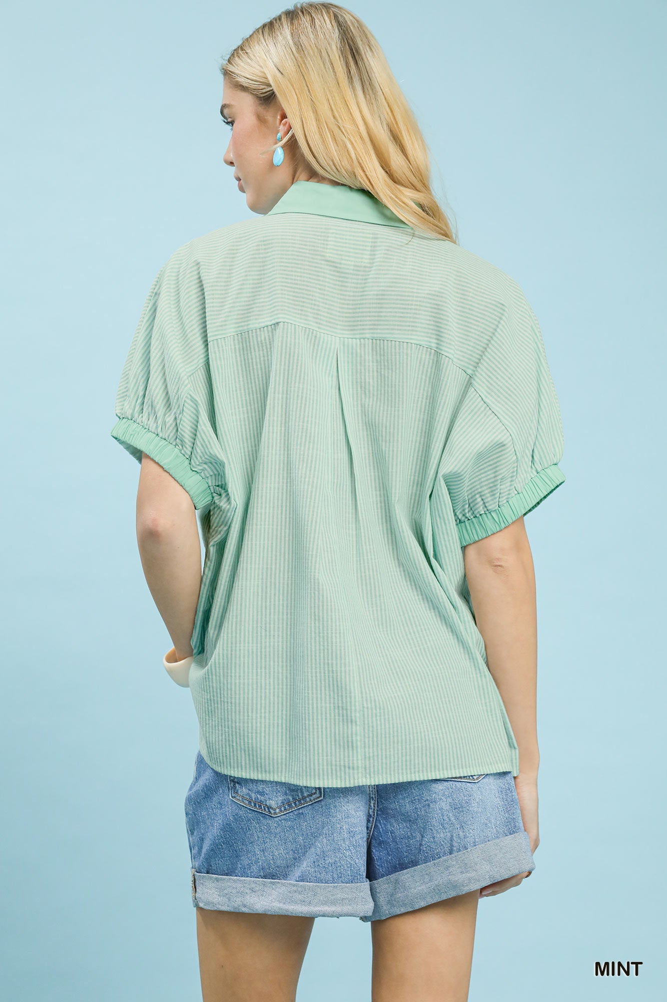 UMGEE Stripe Collared Top Mint