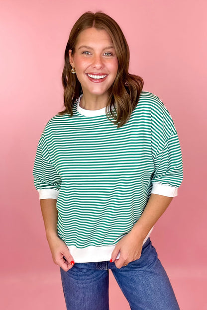 Stripe Contrast Top Green