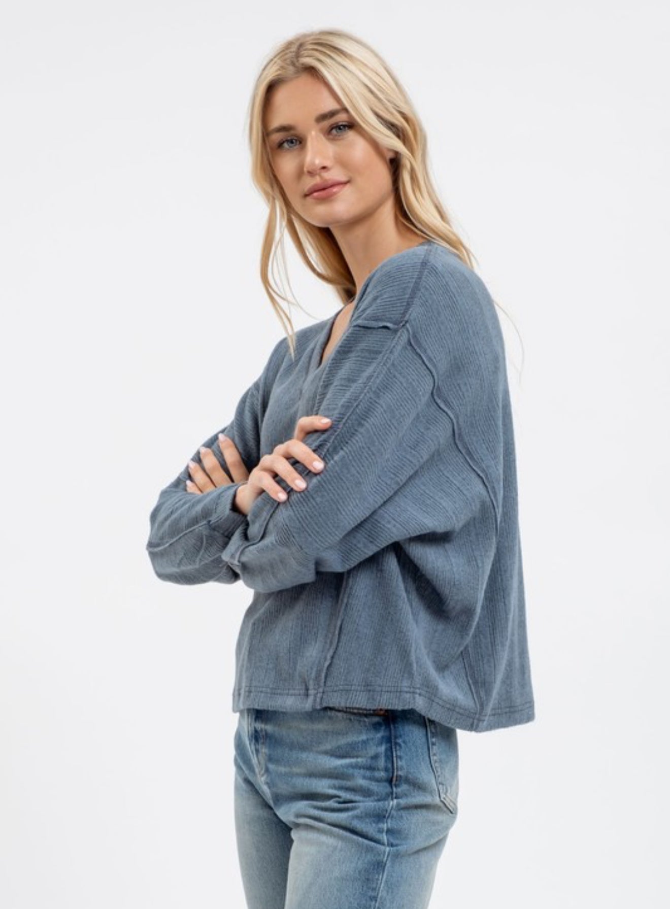 Soft Essentials V Neck Top Teal
