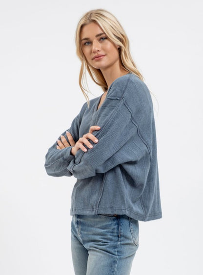 Soft Essentials V Neck Top Teal