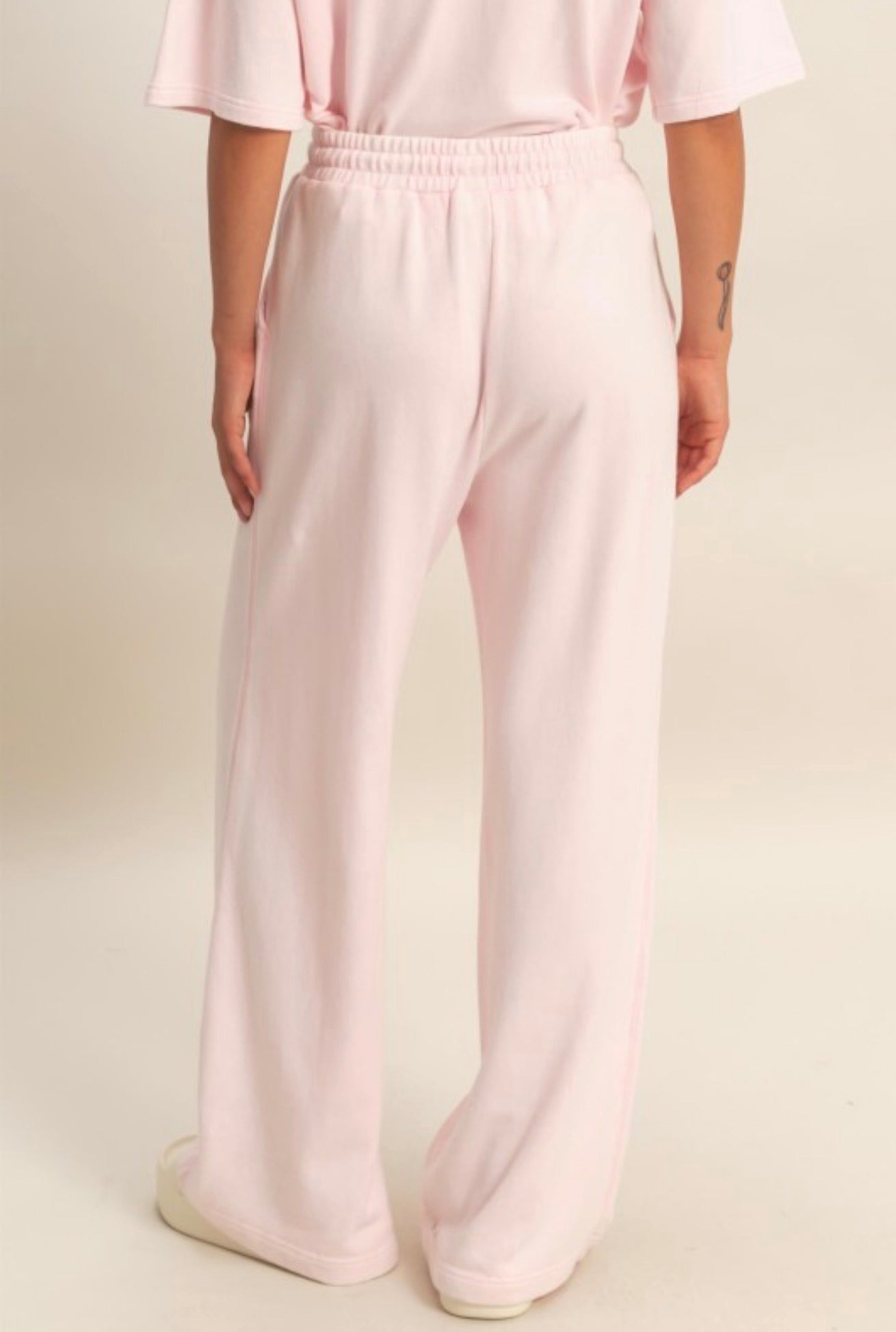 Wide Leg French Terry Pant Soft Pink