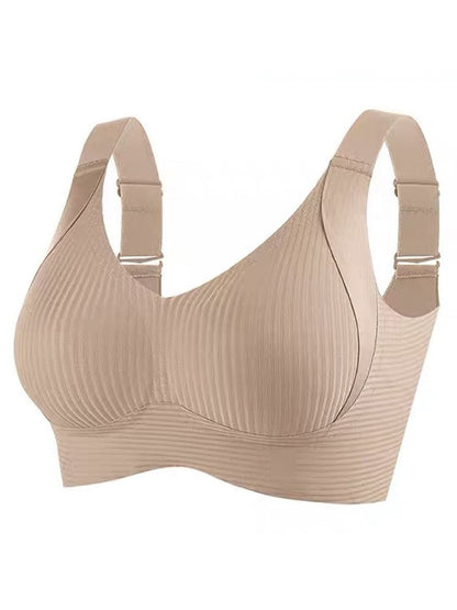 🌷 50% OFF – LIMITED TIME! 💕Subtle Striped Seamless Bra with W-Support ✨ Wire-Free Lift & Unmatched Comfort