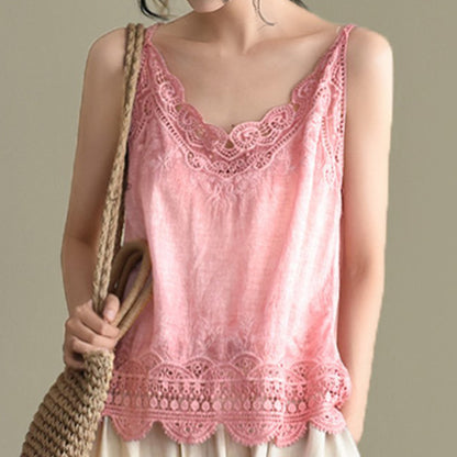Women's Embroidery Cotton And Linen Camisole