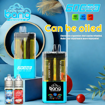 Bang 60K 60000 Puffs Dual Flavors Rechargeable Original Refillable Oil Vape
