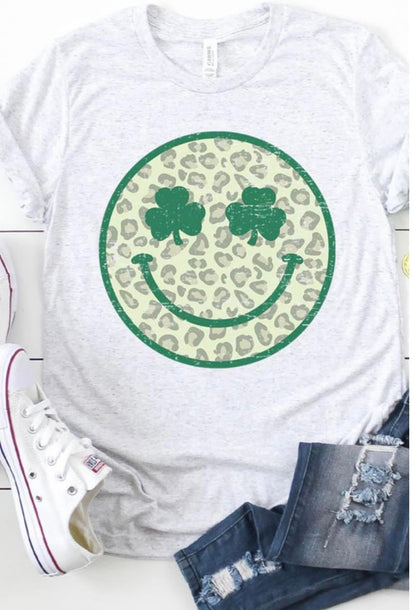 Retro Smiley Shamrock Vintage Graphic Tee