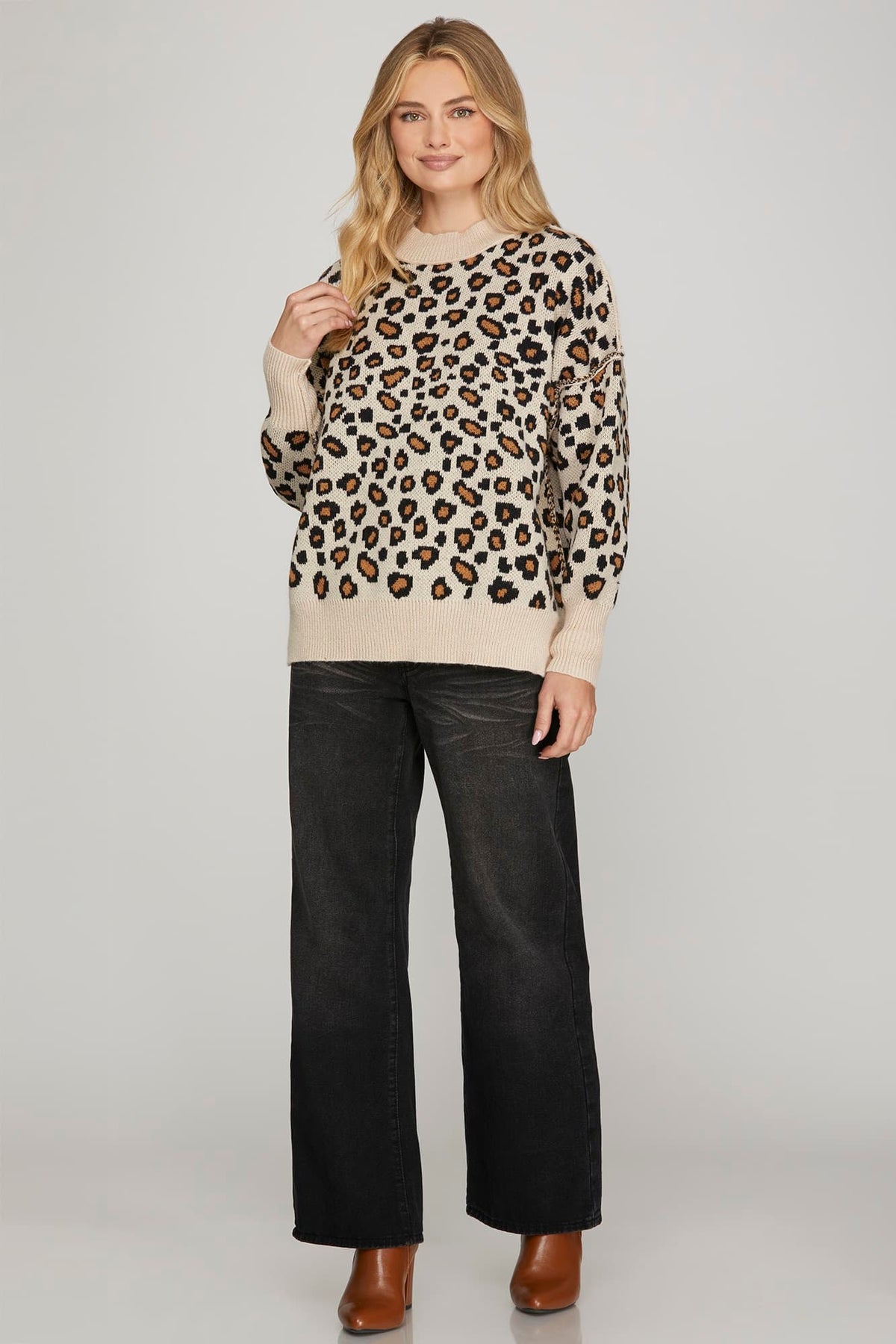 Lauren Leopard Sweater Taupe