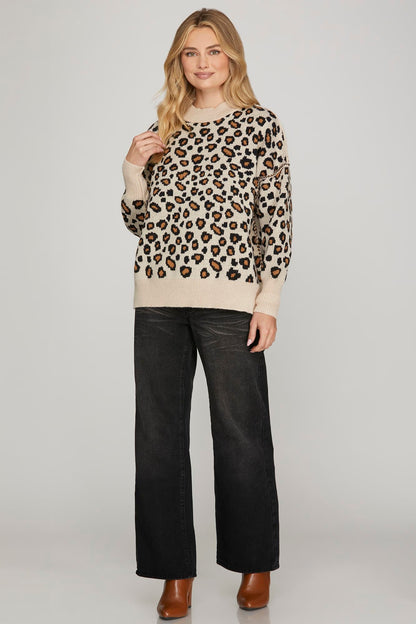 Lauren Leopard Sweater Taupe