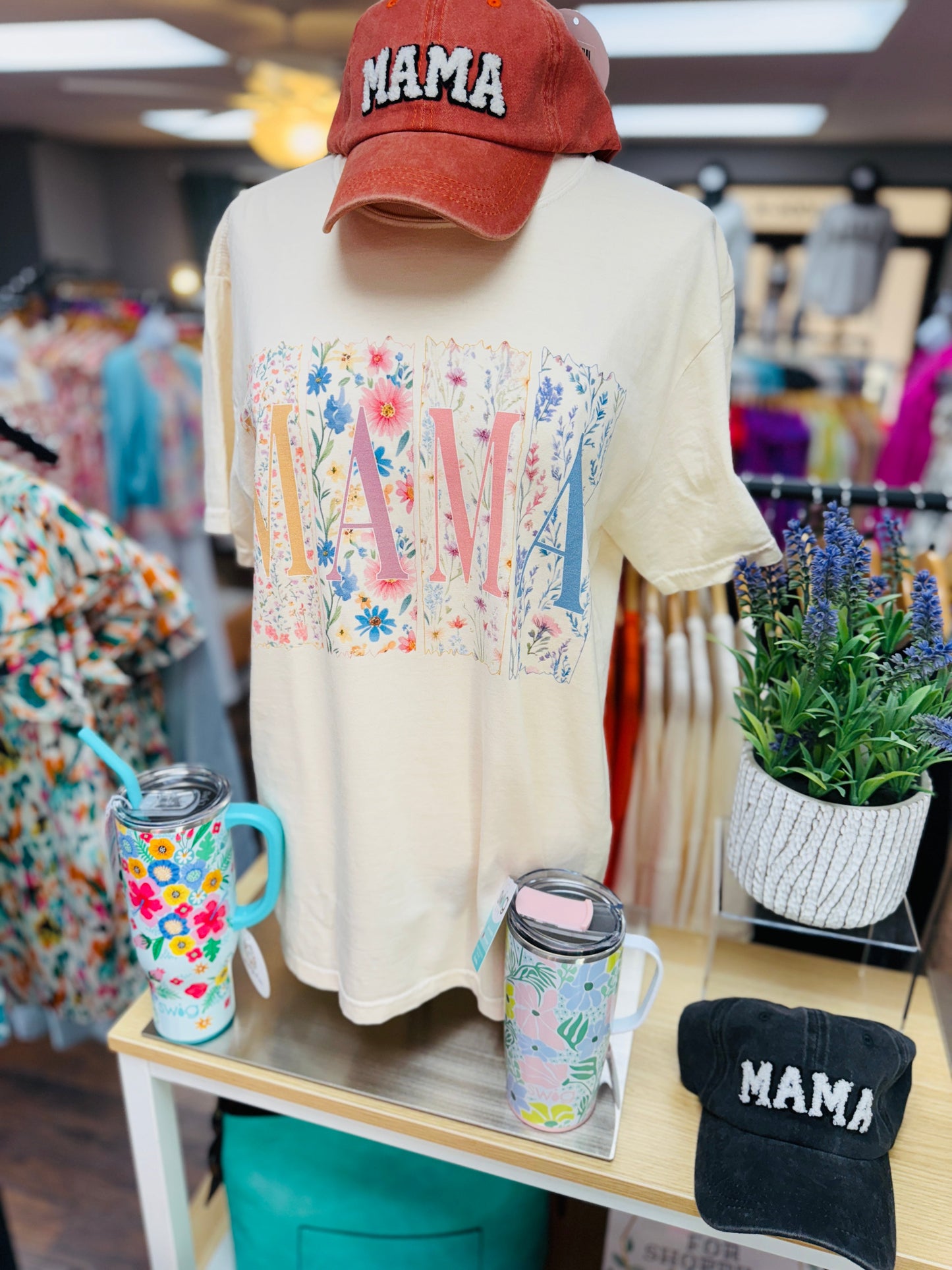 Comfort Colors Boho Floral Mama Tee