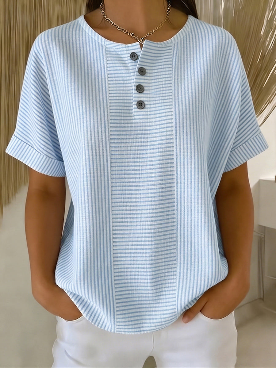 Selvara - Striped Button Blouse