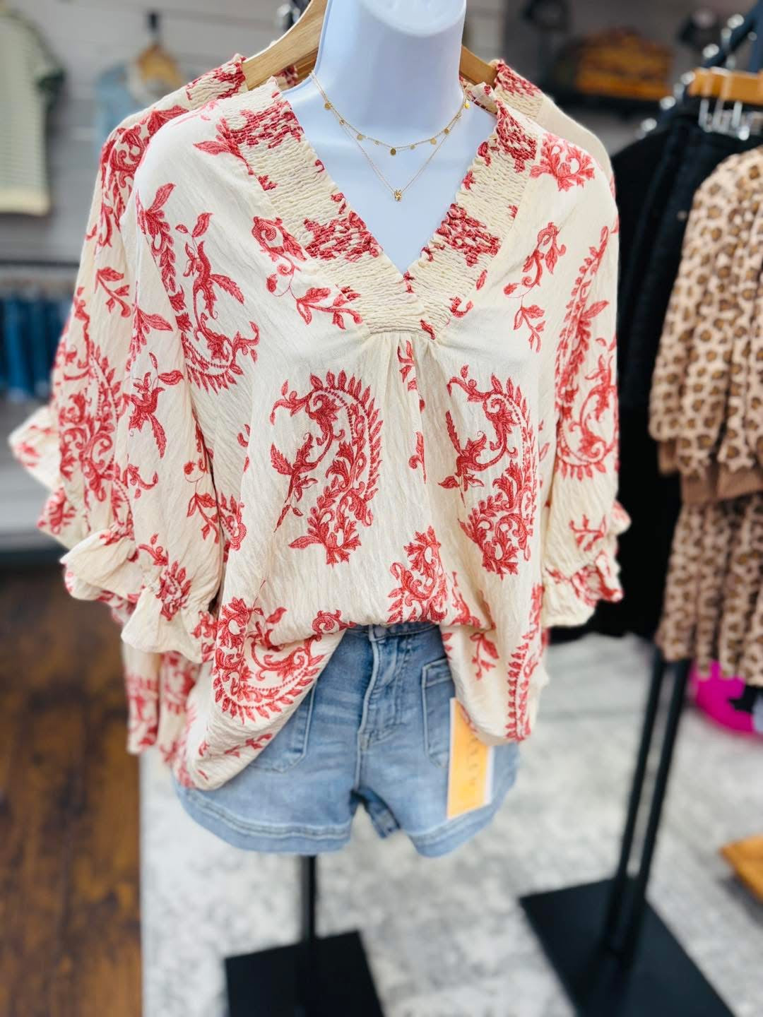 UMGEE Paris Paisley Top Red Mix
