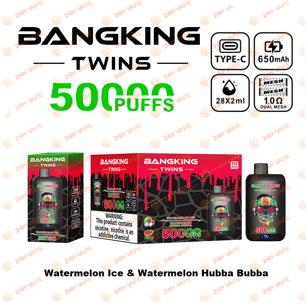 Bang King Twins 50000 50K Puffs 2% 3% 5% Nicotine Double Taste LED Display Disposable Vape