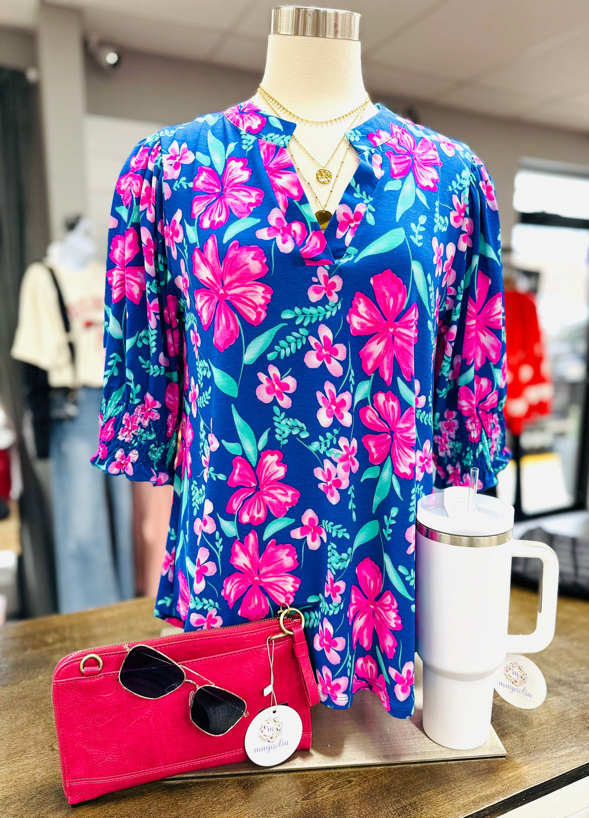 Lizzy Smocked Sleeve Beach Breeze Top
