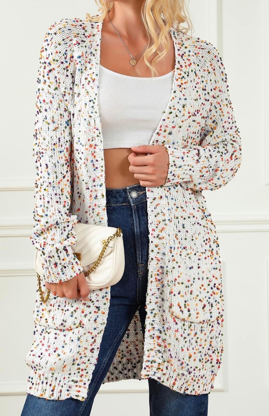 Ivory Cream Confetti Confetti Cardigan