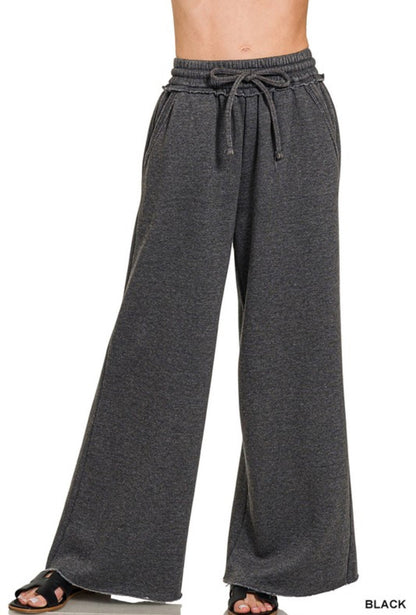 Mineral Wash Full Length Lounge Pant Black