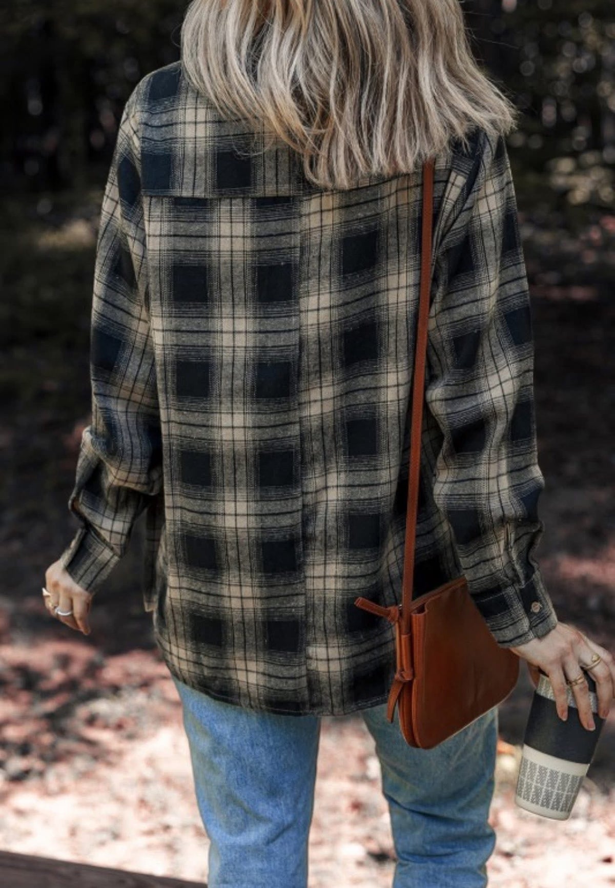 Black Plaid Flannel Button Down