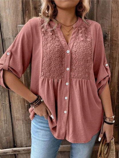 Halina - Soft-Touch V-Neck Blouse