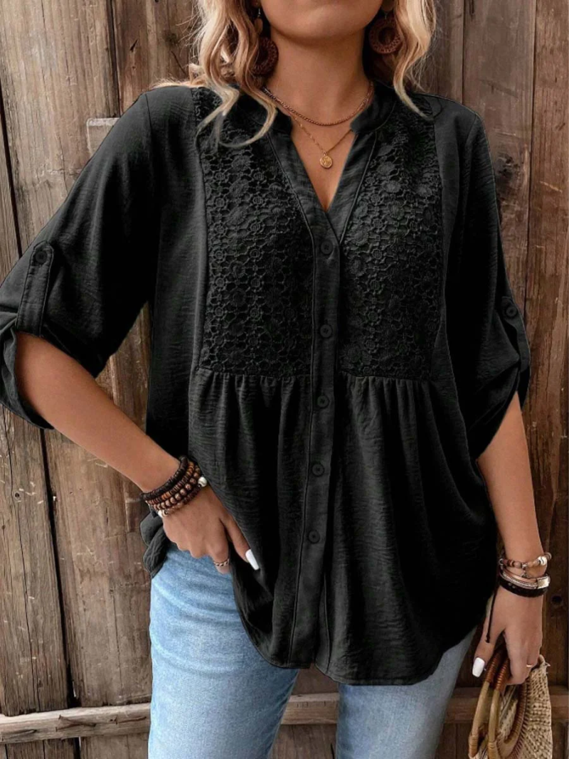 Halina - Soft-Touch V-Neck Blouse