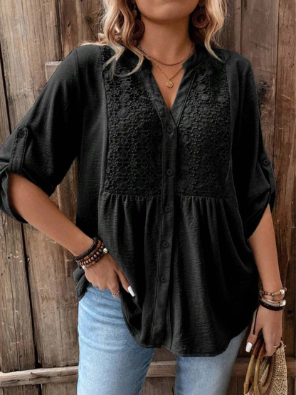Halina - Soft-Touch V-Neck Blouse